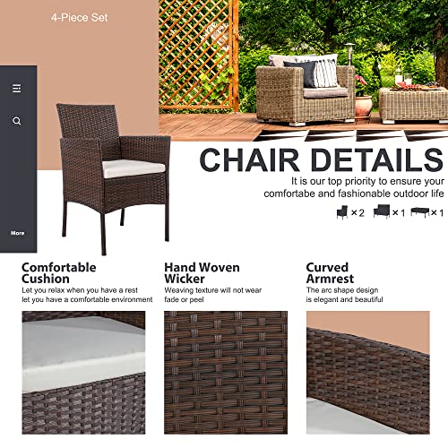 Shintenchi 4 Piece Outdoor Patio Furniture Sets