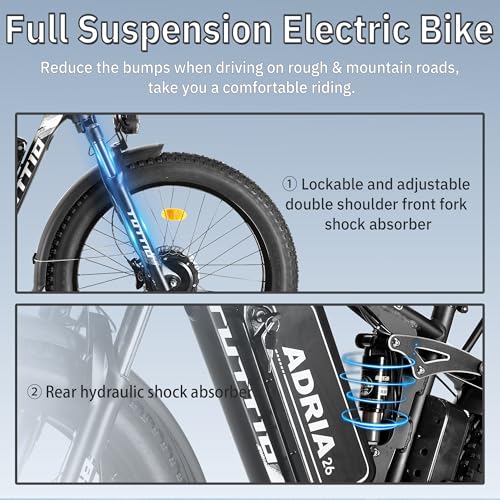 TUTTIO Electric-Bike for Adults-Men, Dual-Motor-Ebike 40-46MPH-Hunting-Ebike, 52V 30AH Long Range Dirtbike, 26" Fat-Tire-Electric-Bicycle