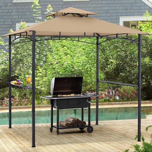 ABCCANOPY 8x5 Grill Gazebo - Outdoor BBQ Canopy Shelter with Led Light for Patio Backyard Grilling (Dark Gray)