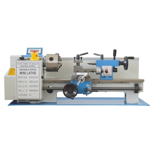 Mini Metal Lathe CJ0618 Metric Thread 750W Benchtop Precision Metal Wood Horizontal Lathe 0-2500rpm Variable Speed 7"*14" 110V for Teaching and