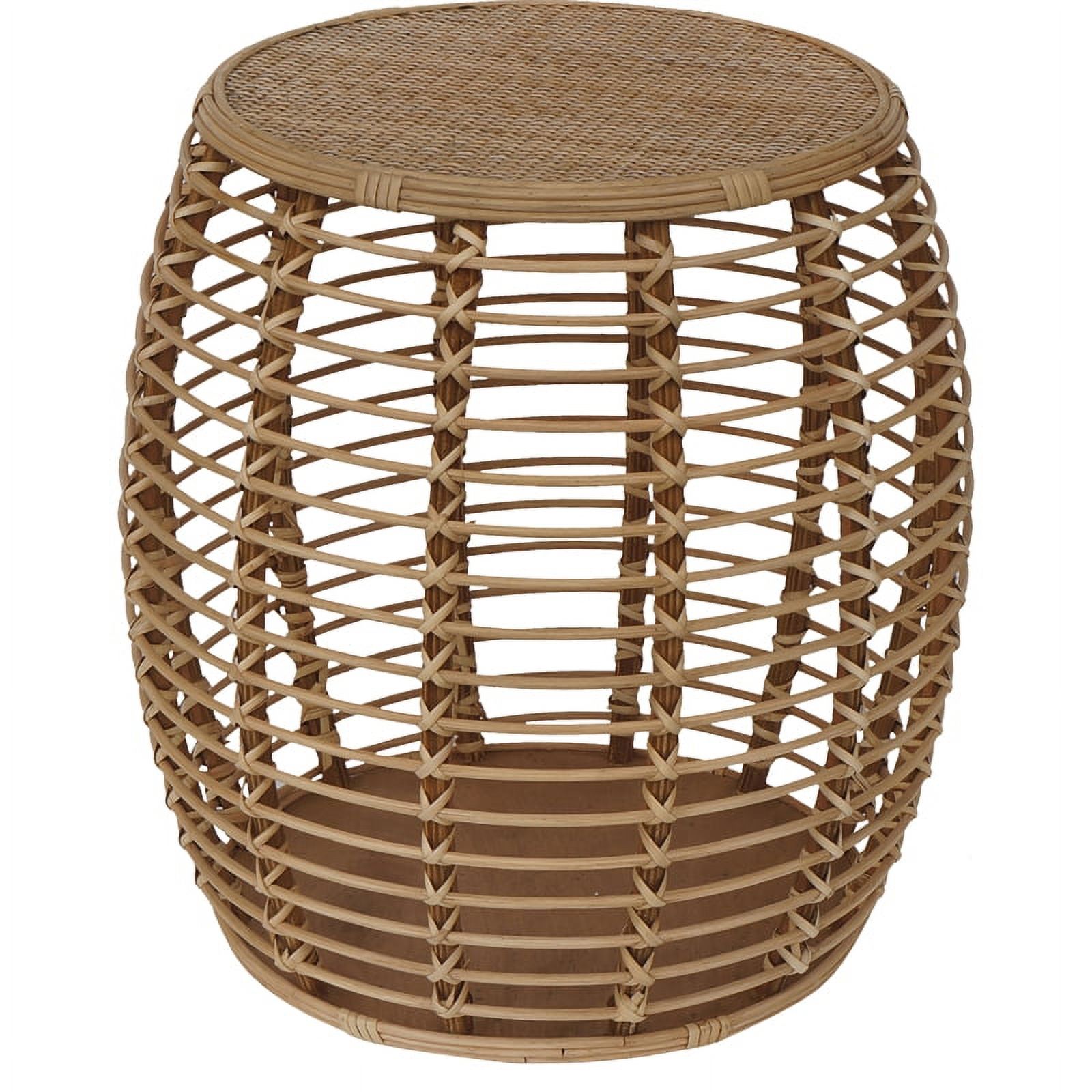 Gallerie Decor Java Transitional Rattan End Table in Natural/Espresso