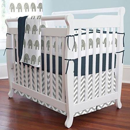 Carousel Designs Pink and Gray Chevron Mini Crib Bumper