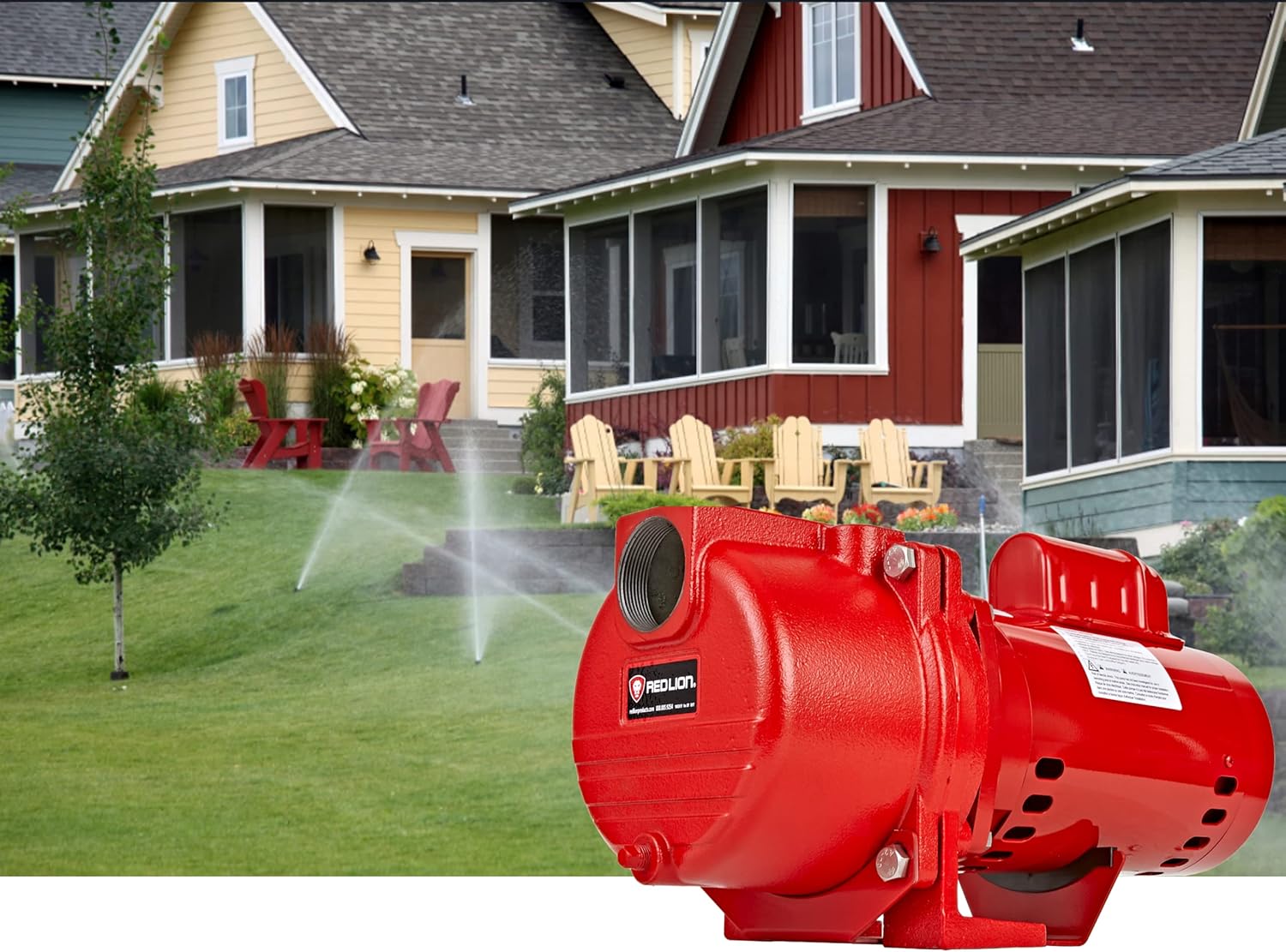 Red Lion 97101501 RL-SPRK150 44 PSI Cast Iron Self-Priming Lawn Sprinkler Pump for Residential and Commercial Sprinkling Systems