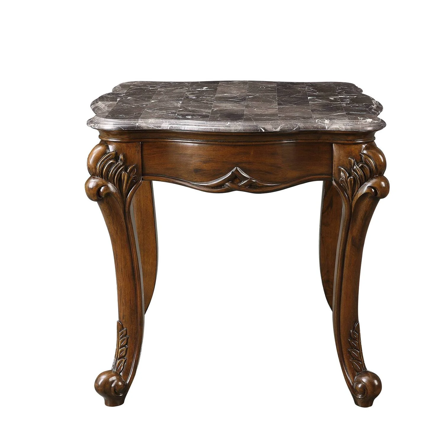 ACME Miyeon Rectangular Marble Top End Table in Marble and Cherry