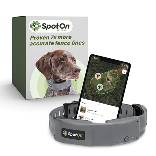 SpotOn Longer Battery Life, GPS Dog Fence, App Based Wireless Dog Fence Collar, Waterproof, Accurate & Reliable GPS Dog Fence System