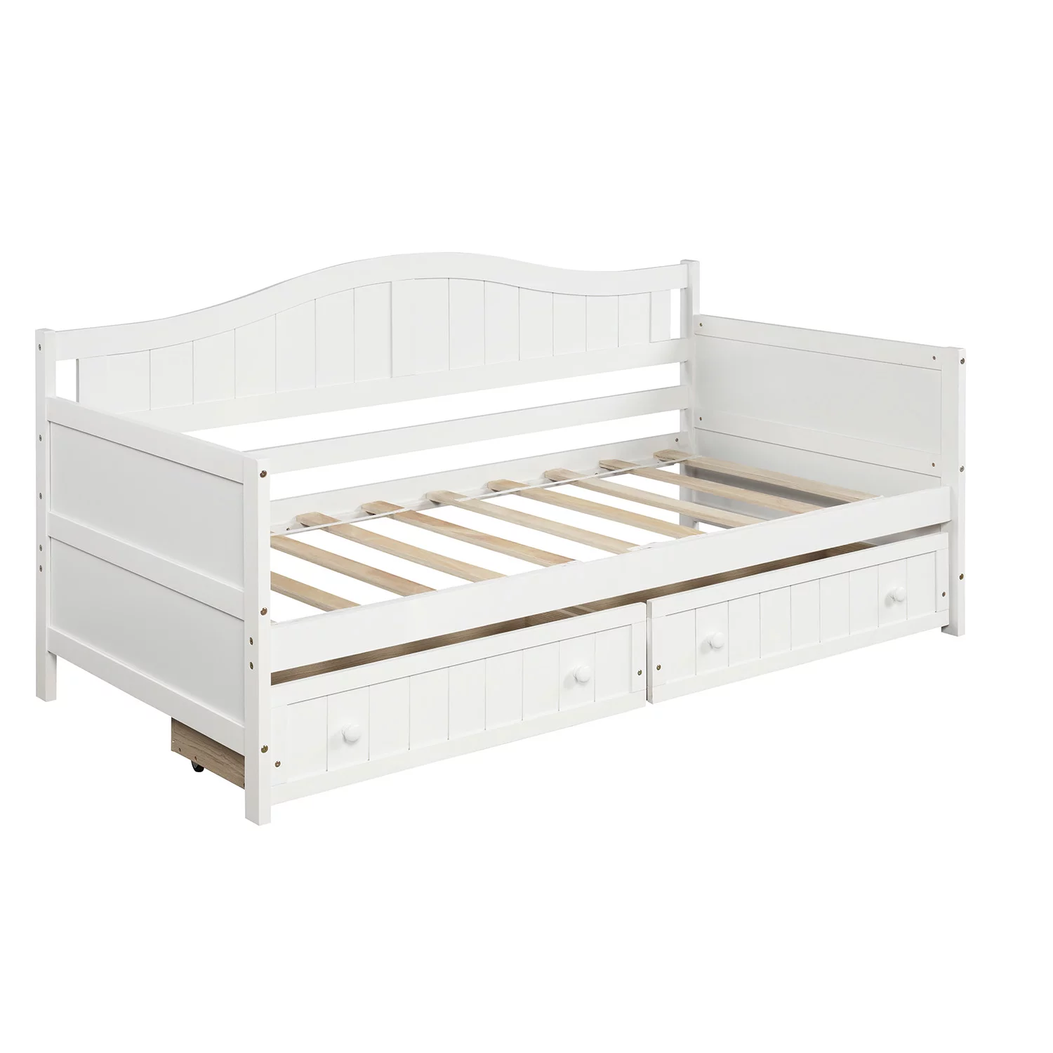 White Folding Chair Bed Double Wooden Sofa Bed Bedroom Living Room Sofa Bed Modern Pull Out Chair Bed With 2 Drawers No Spring Box For Living Room
