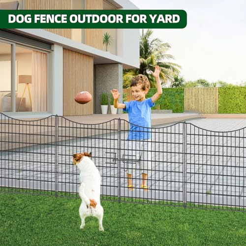 18 Panels No Dig Decorative Fence with Gate, 33 in(H) X 40.5 ft(L) Tall Garden Fence Animal Barrier, Rustproof Metal Wire Edging Border