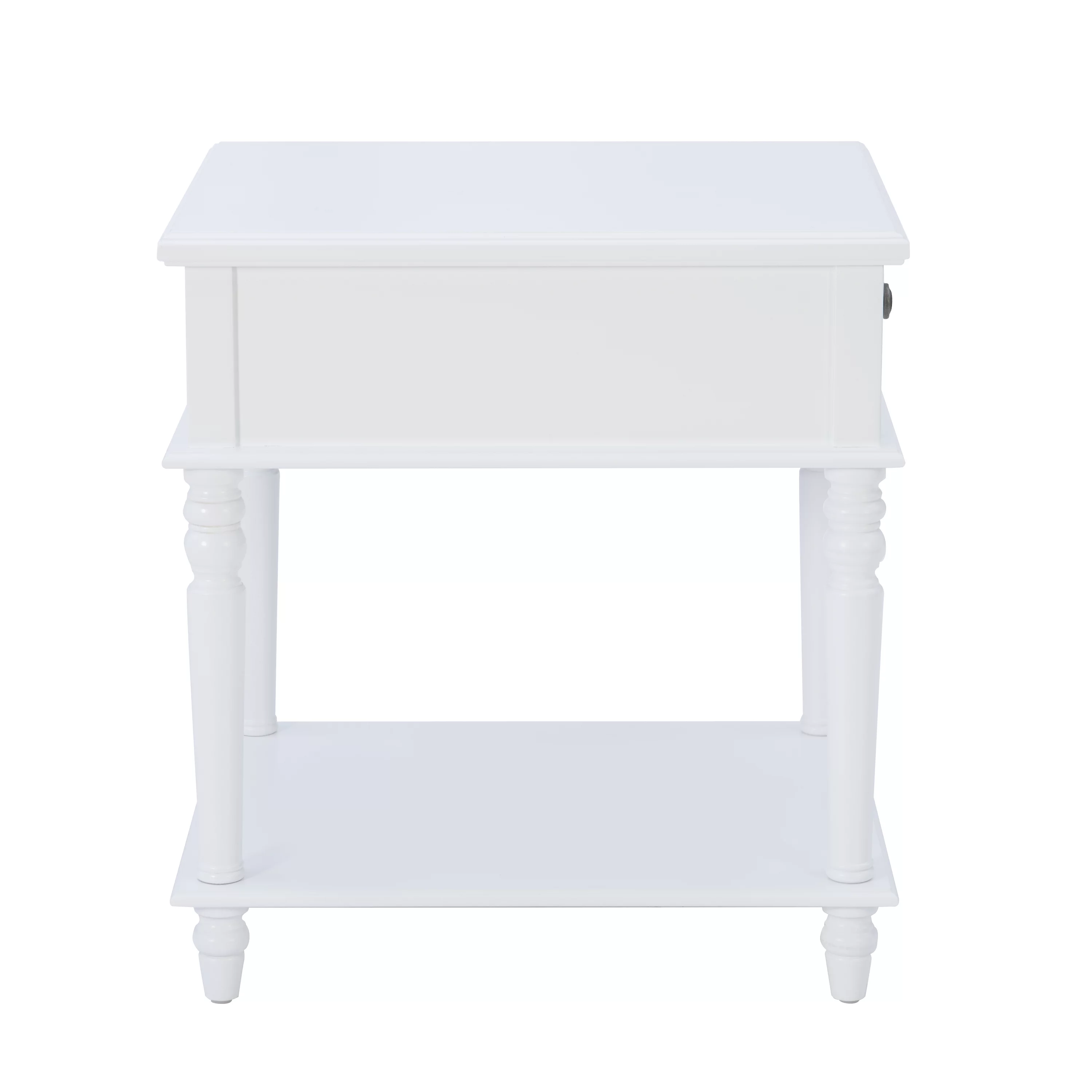 Powell Victoria Single Drawer Indoor Accent Side Table, 26" Tall, White