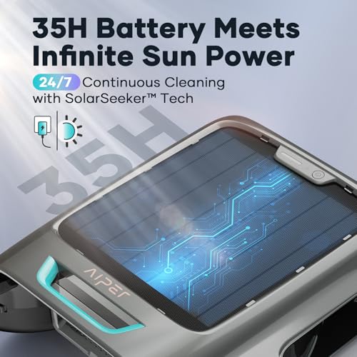 AIPER Surfer S2 Robotic Solar Pool Skimmer with APP Support, 24/7 Cleaning, Dual Charging Modes, Smart Obstacle Avoidance