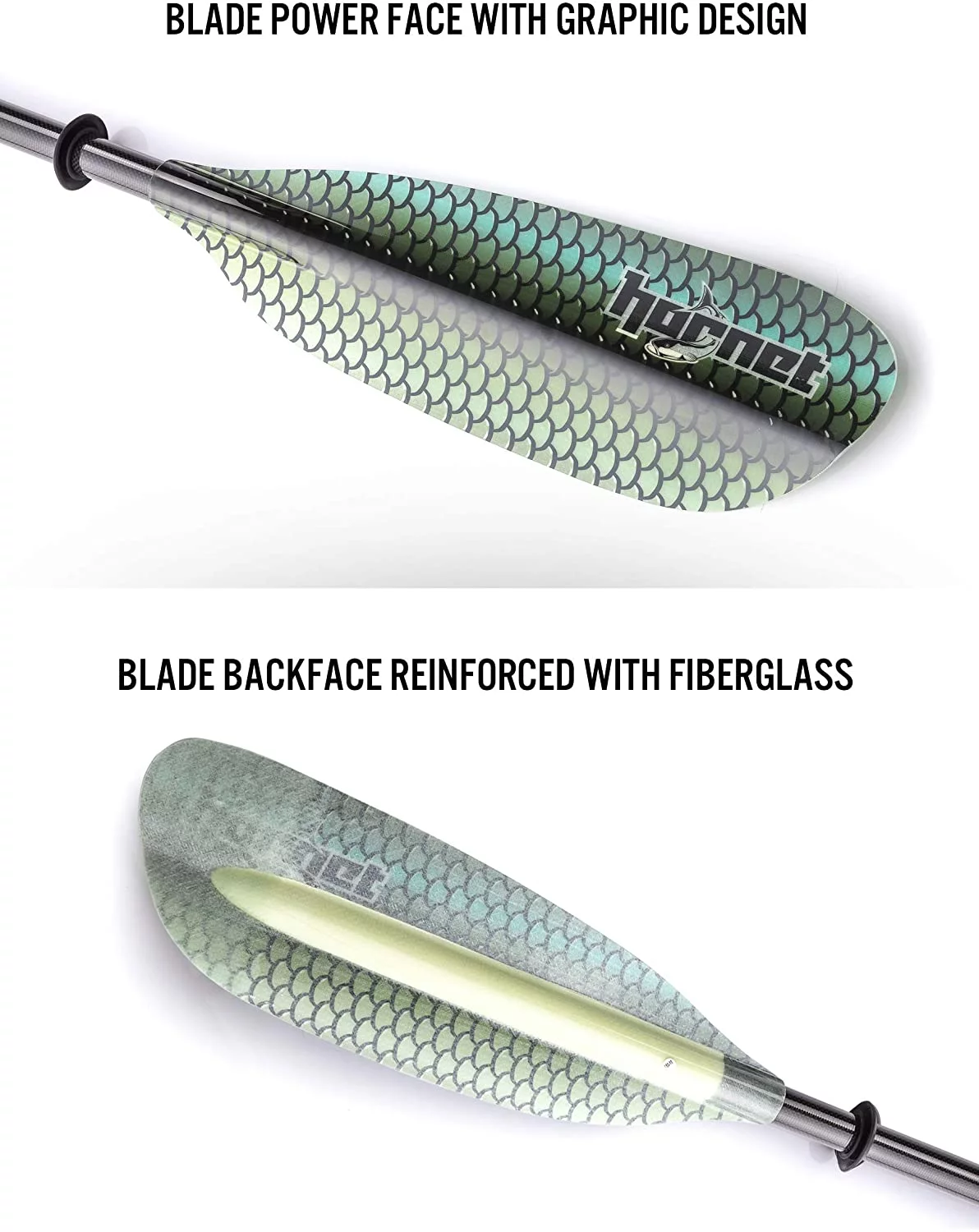 Graphic Fiberglass Multi Functional Kayak Paddle (Green Scale Design) - Radiant Selections