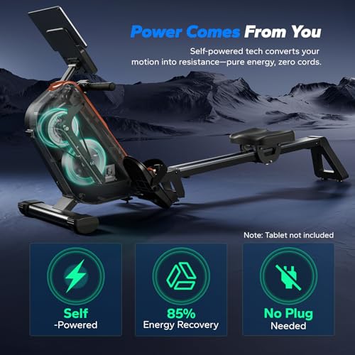 MERACH Rowing Machines for Home, Powerful Electromagnetic Row Machine with 51.2" Extended Rail, 16-Level Handle Resistance Adjustment Rower