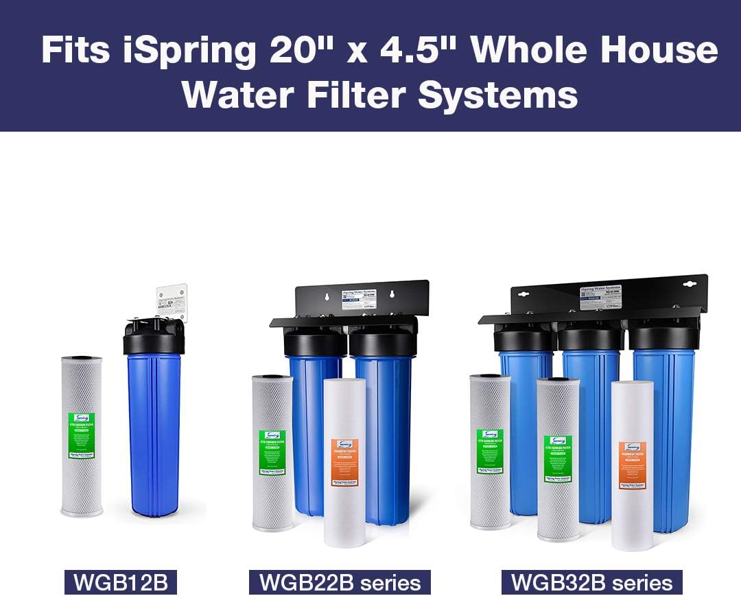 iSpring PMP1000 120psi Booster Pump & 4.5"x20" FC25BX4 High Capacity Whole House Water Filter Carbon Block 4 Count