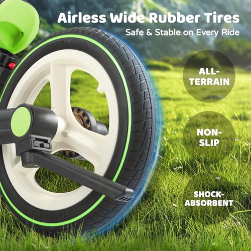 JMMD Toddler Bike with Push Handle for Kids 18-60 Months, 6 in 1 Foldable Push Bike with Training Wheels, Pedals, Brakes, Kickstand