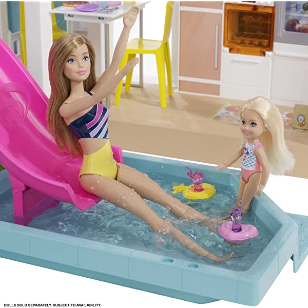 Barbie Dreamhouse (3.75-ft) 3-Story Dollhouse Playset with Pool & Slide, Party Room, Elevator, Puppy Play Area, Customizable Lights & Sounds