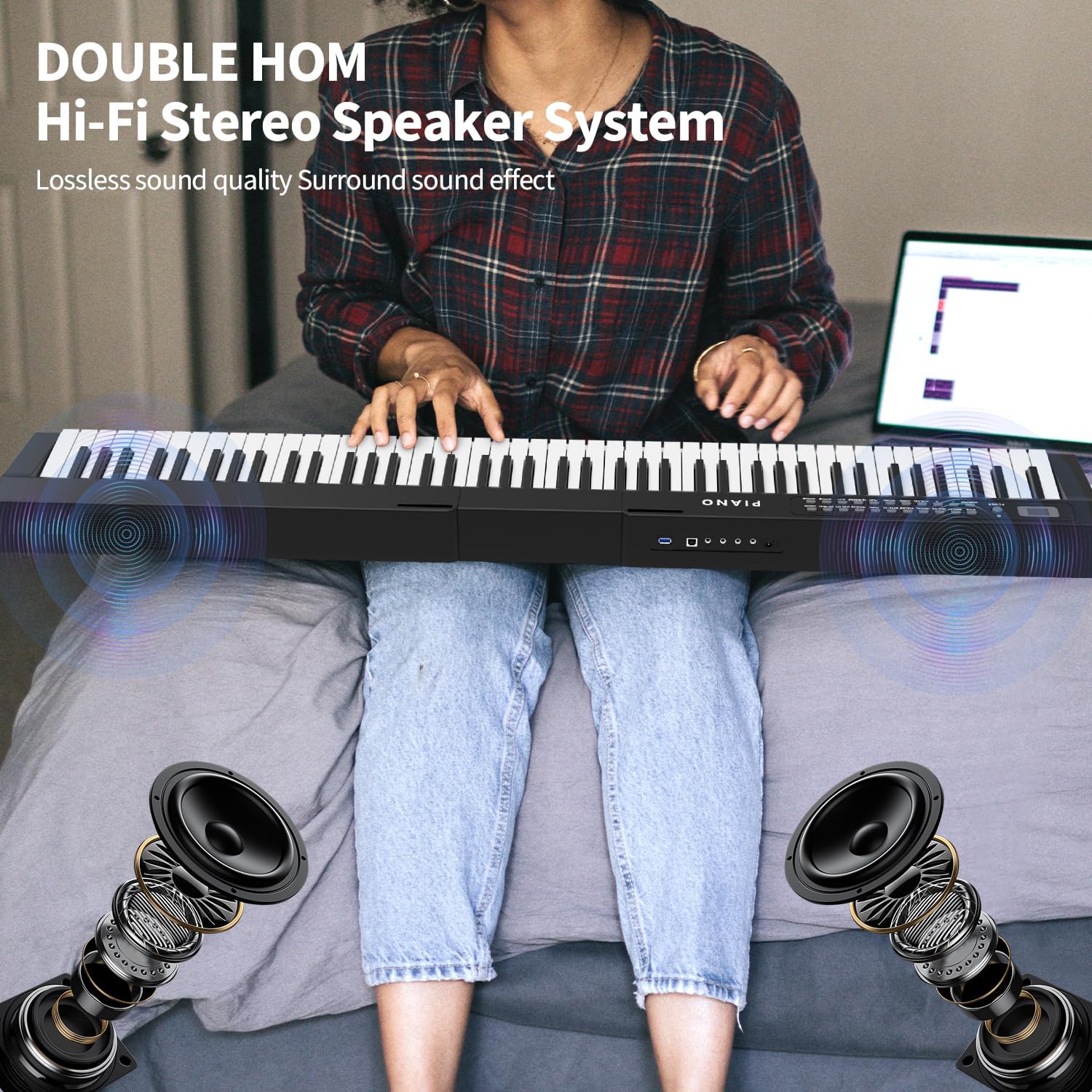 Digital Piano 88 Key Full Size Semi Weighted Electronic Keyboard Piano Set with Stand,Built-In Speakers,Electric Piano Keyboard with Sustain Pedal