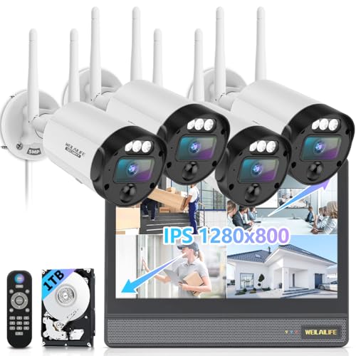 【90ft Super Night Vision】 5MP Outdoor Wireless Security Camera System, Wireless Cameras for Home Security, Home Video Security Cameras