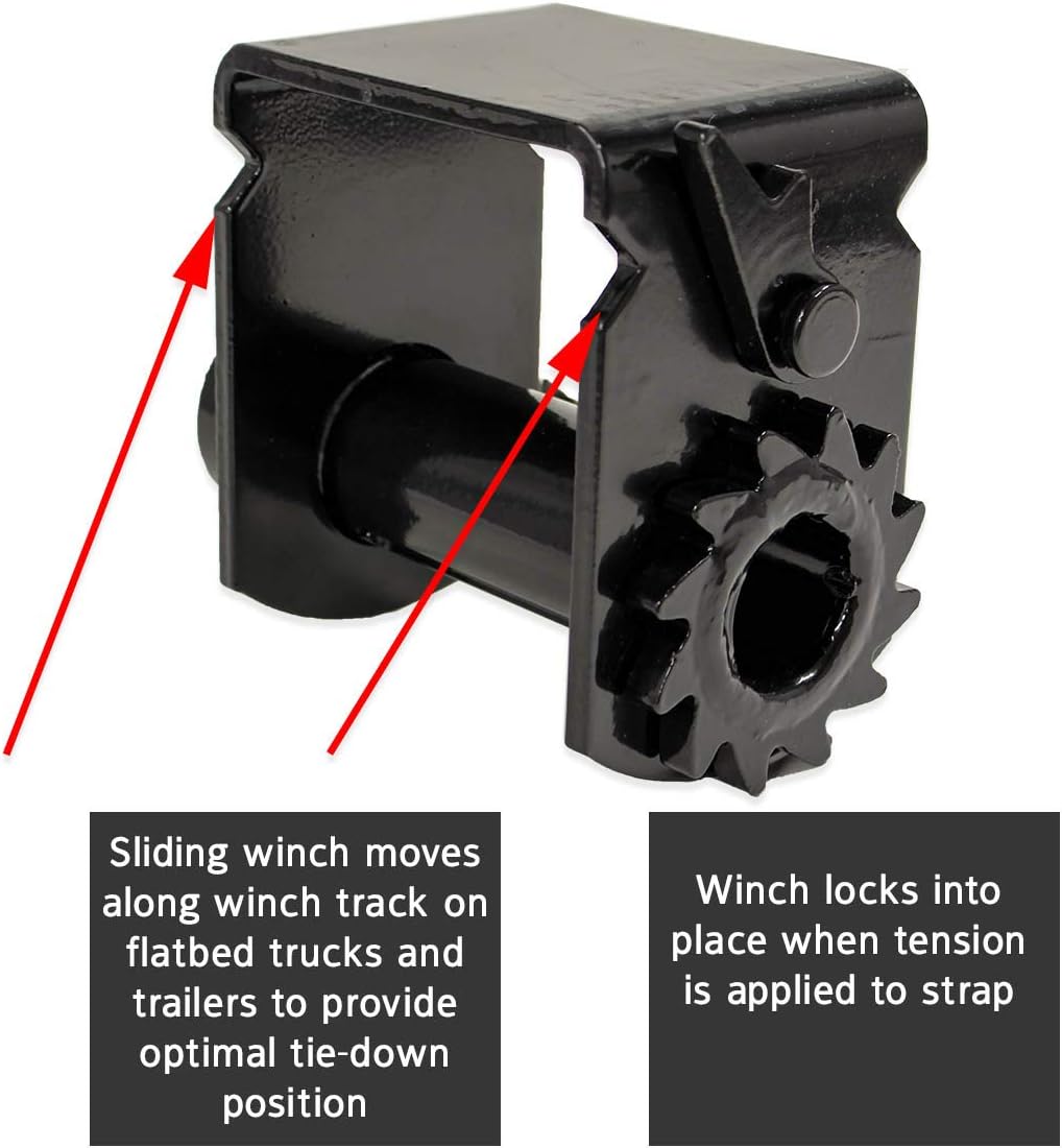DC Cargo Mall Sliding Winch for Flatbed Trailer | Heavy Duty Standard Tie-Down Winch