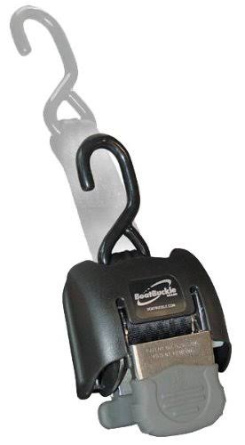 BoatBuckle G2 Stainless Steel Retractable Transom Tie-Down (Black), 1 Pair
