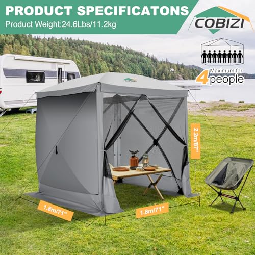 COBIZI 12x12ft Pop up Gazebo Screen Tent Screen House for Camping, Camping Outdoor Screened Gazebo, Canopy Tent