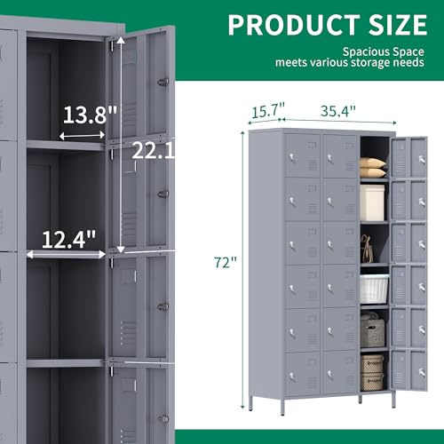 Metal Locker 3 Doors Storage Lockers for Employee,72" Tall Locker with Shelves and Hooks Steel Sports Locker for Office School Office Gym Home Garage