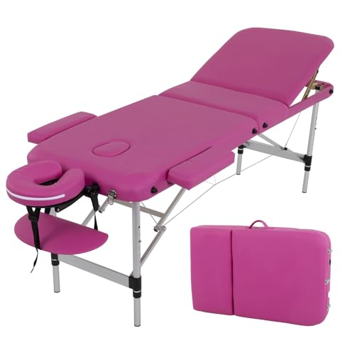 BestMassage Aluminium Massage Bed Portable Massage Table 28 inche Wide Lash Bed Heigh Adjustable 3 Folding Spa Table with Non-Woven Bag for Spa