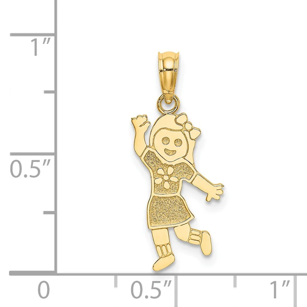 14K Solid Textured Polished Gold Girl Pendant Necklace Measures 22.2x9.4mm Wide Jewelry Gifts for Women