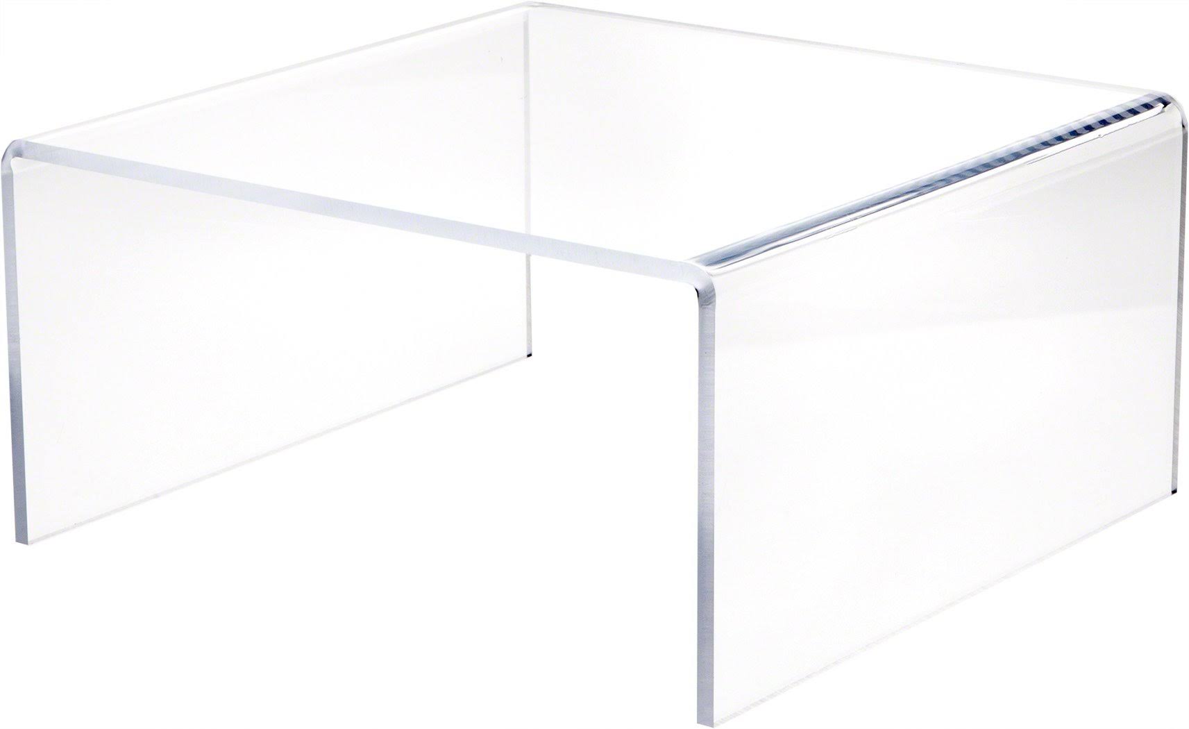 Plymor Clear Acrylic Short Square Display Riser, 8" H x 16" W x 16" D - Megean