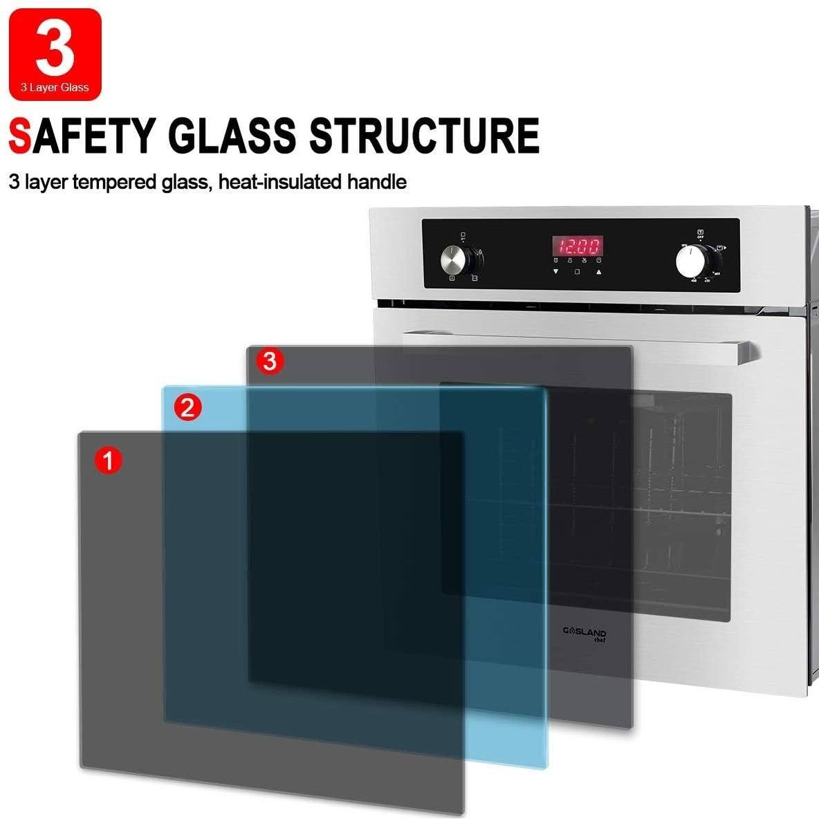 Gasland Chef 24x22 Built-in Propane GAS Wall Oven, Stainless Steel 6 Cooking Functions Convection, Digital Display Mechanical Kn