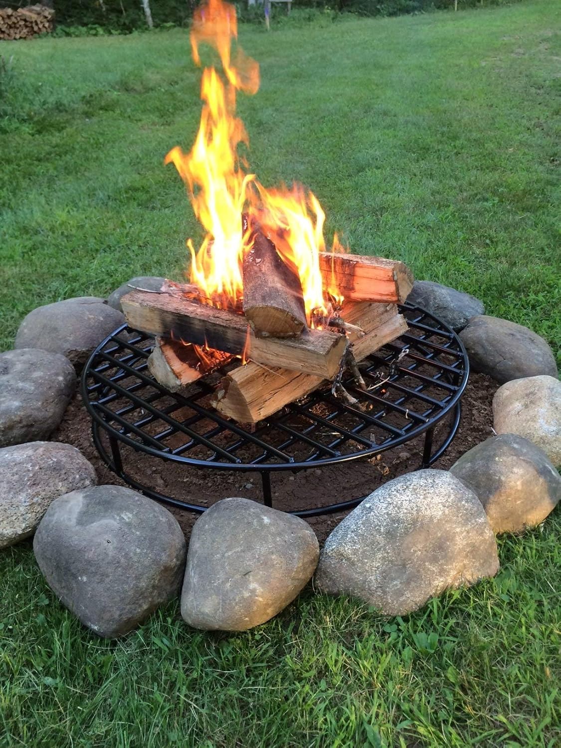 Walden Backyards Fire Pit Grate Round Premium Heavy Duty Steel Grate with Ember Catcher for Outdoor Fire Pits (29.5)