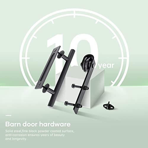 Fredbeck Double 21inx84in White Barn Door and 7FT Sliding Barn Door Hardware Kit Included,Solid,MDF, PVC Surface,DIY Assembly,5-Panel