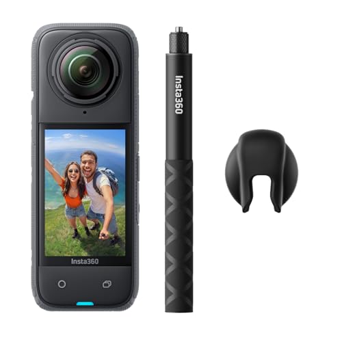Insta360 X4 Standard Bundle - Waterproof 8K 360 Action Camera, 4K Wide-Angle Video, Invisible Selfie Stick Effect, Removable Lens Guards