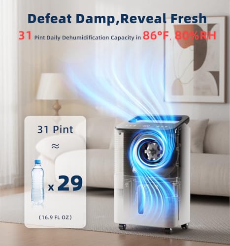 Dehumidifier,TABYIK 35 OZ Small Dehumidifiers for Room for Home, Quiet with Auto Shut Off, Dehumidifiers for Bedroom (280 sq. ft), Bathroom, RV