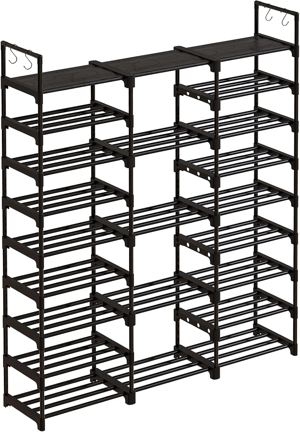 WOWLIVE 9 Tiers Shoe Rack Shoe Storage Shoe Organizer 50-55 Pairs Shoe Tower Unit Shelf Durable Metal Pipes with Plastic Connectors Stackable Shoe