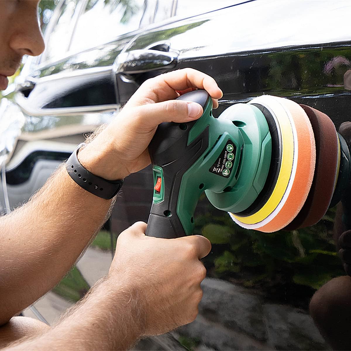BATOCA - Cordless Car Buffer Polisher - with 2pcs 12V Lithium Rechargeable Battery Brushless Polisher with Variable Speed