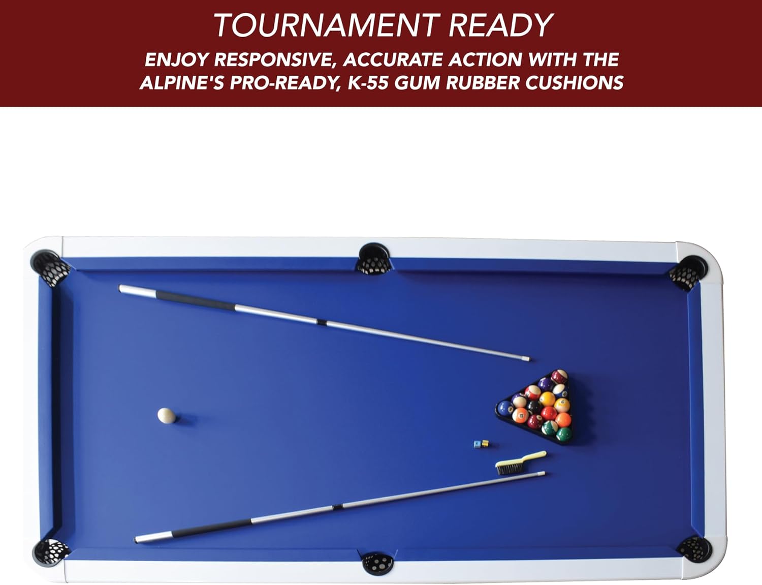 Hathaway Alpine 8-ft Outdoor Pool Table with Aluminum Frame and Waterproof, UV-Resistant Felt - Includes Accessories, White