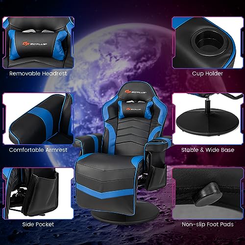 Goplus Massage Gaming Chair, Racing Style Gaming Recliner w/Adjustable Backrest and Footrest