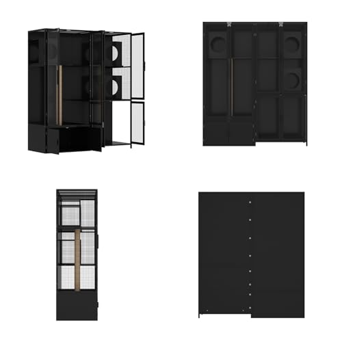 63" Cat Litter Box Enclosure, Extra Large Hidden Decorative Litterbox Cabinet Furniture with 3 Rooms, Acrylic Doors and Scratching Post for Big Cats