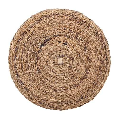 East at Main Abella Round Woven Rattan Coffee Table, Coastal Boho Coffee Table with Natural Finish
