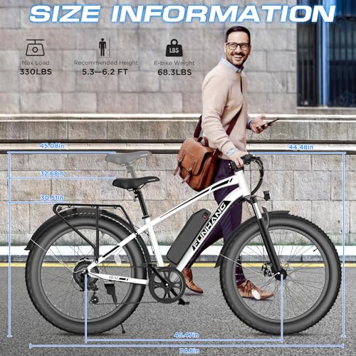 Electric Bike for Adults, 1000W Peak Ebike, 25MPH 60Miles Electric Mountain Bike, 26" Fat Tire Electric Bicycle with 48V 13AH Battery, Rear Rack