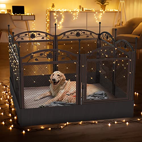 BingoPaw Dog Whelping Box Fence: Pet Indoor Metal Playpen Crate with Waterproof whelping pad