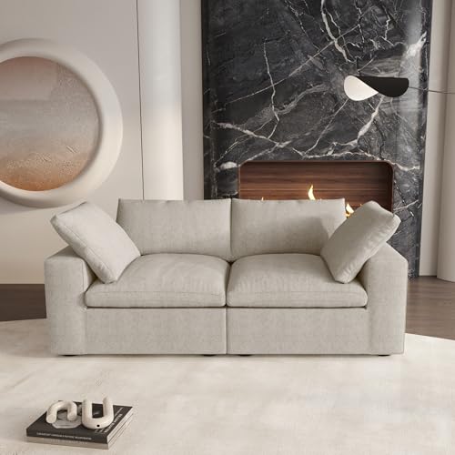160.6" Cloud Couch Modular Sectional Sofa for Livingroom,Oversized Convertible Sofa with Storage Ottomans,6 Seat Wide Couches