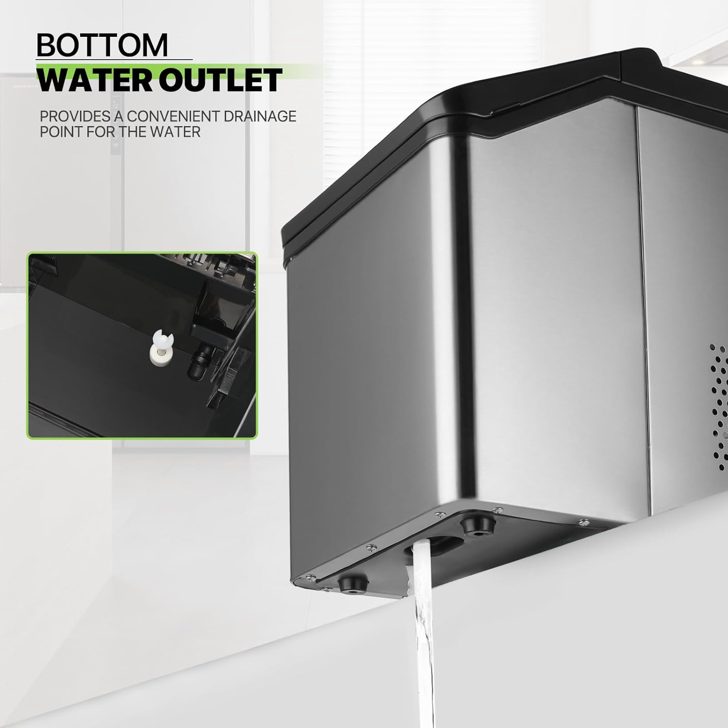 Ice Maker Countertop 9 Cubes Ready in 10Mins, 26lbs in 24Hours, 2 Sizes Bullet Shaped Ice, Ice Maker Machine with Ice Scoop and Basket