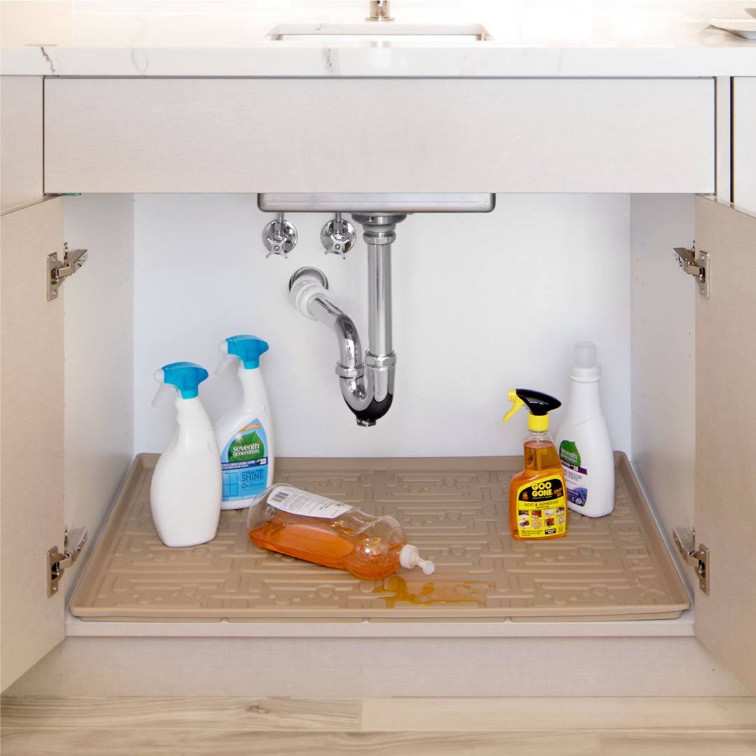 Xtreme Mats Under Sink Kitchen Cabinet Mat, 37 x 22 inch, Beige