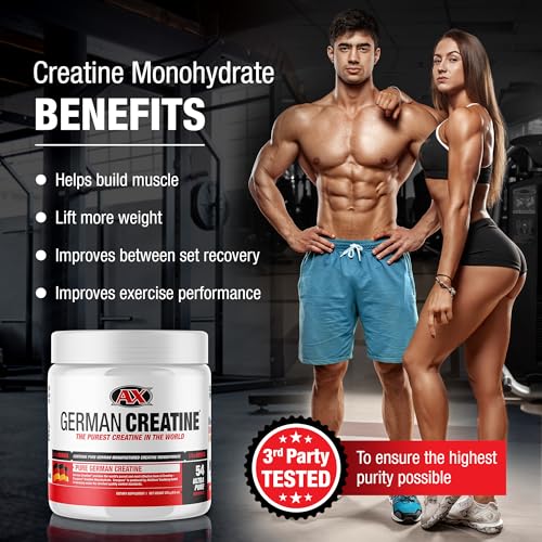 Pure Creapure Micronized Creatine Monohydrate Powder, Promotes Muscle Growth, Increase Muscle Mass, Enhance Strength, 99.99% Purity, 3rd Party Tested