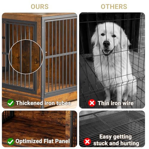 Rovibek 86" Stackable Dog Kennel Furniture with Removable Divider & 3 Doors, Double Dog Crates Furniture for 2 Dogs, Corner Dog Crate Furniture