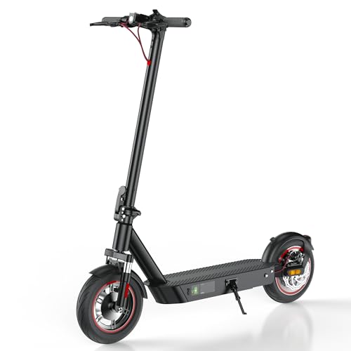 Electric Scooter for Adults, 800 Powerful Motor, 10 Inch Tires, 25/28 MPH Top Speed, 30/32 Miles Long Range, Dual Disc Brakes & Shock Absorber