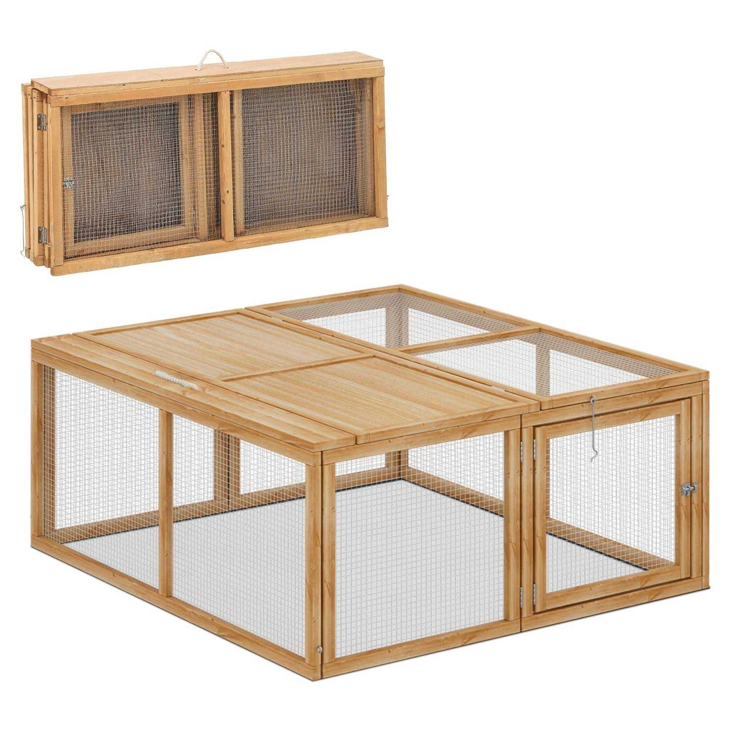 Magshion Wooden Chicken Coop Rabbit Hutch Pet cage Wood Small Animal Poultry cage Run - Pet Supplies online store