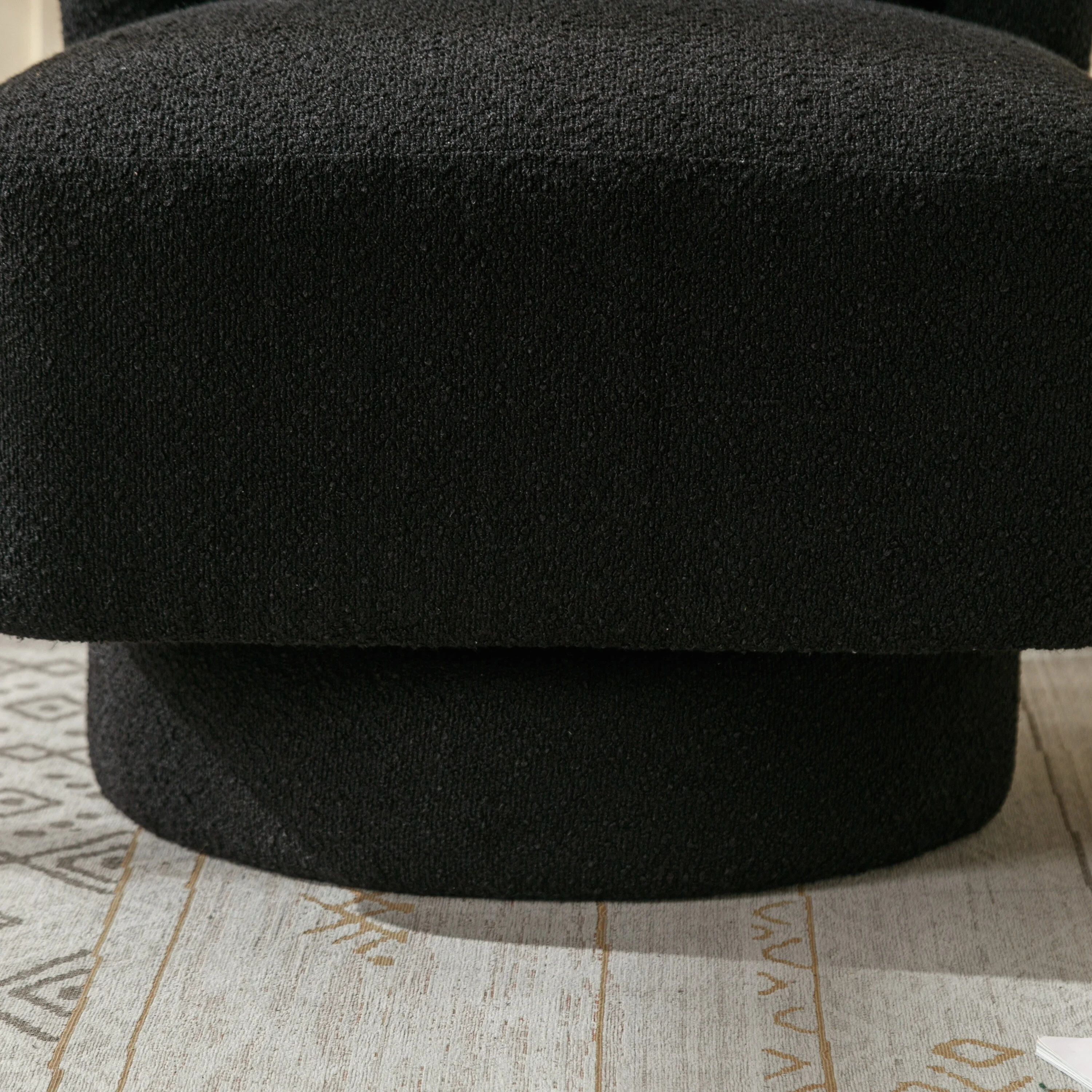 23.6"W Modern 360 Degree Swivel Accent Barrel Chair Black