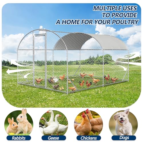 COVERONICS Metal Chicken Coop Run - Outdoor Large Chicken Coop with Waterproof Cover and Security Lock