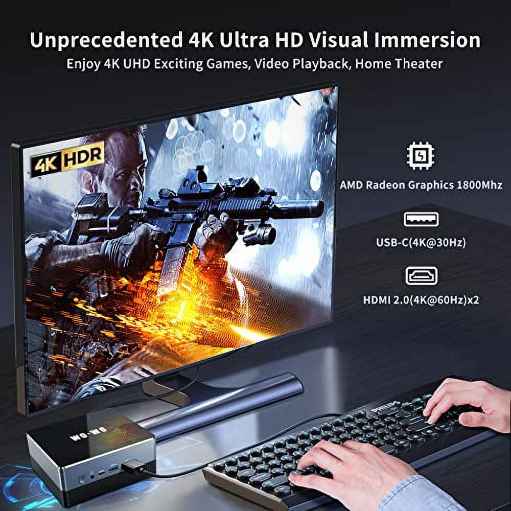 Wo-We Intel i5 Mini PC with Intel Coffee Lake-U i5-8259U, 4C/8T, 8GB DDR4, 256GB M.2 SSD, Intel Iris Plus Graphics 655 GPU (AMD Ryzen 5 5600U)
